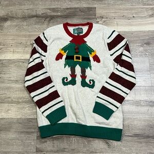 Ugly Christmas Sweater Elf Crewneck - Green, Red, White